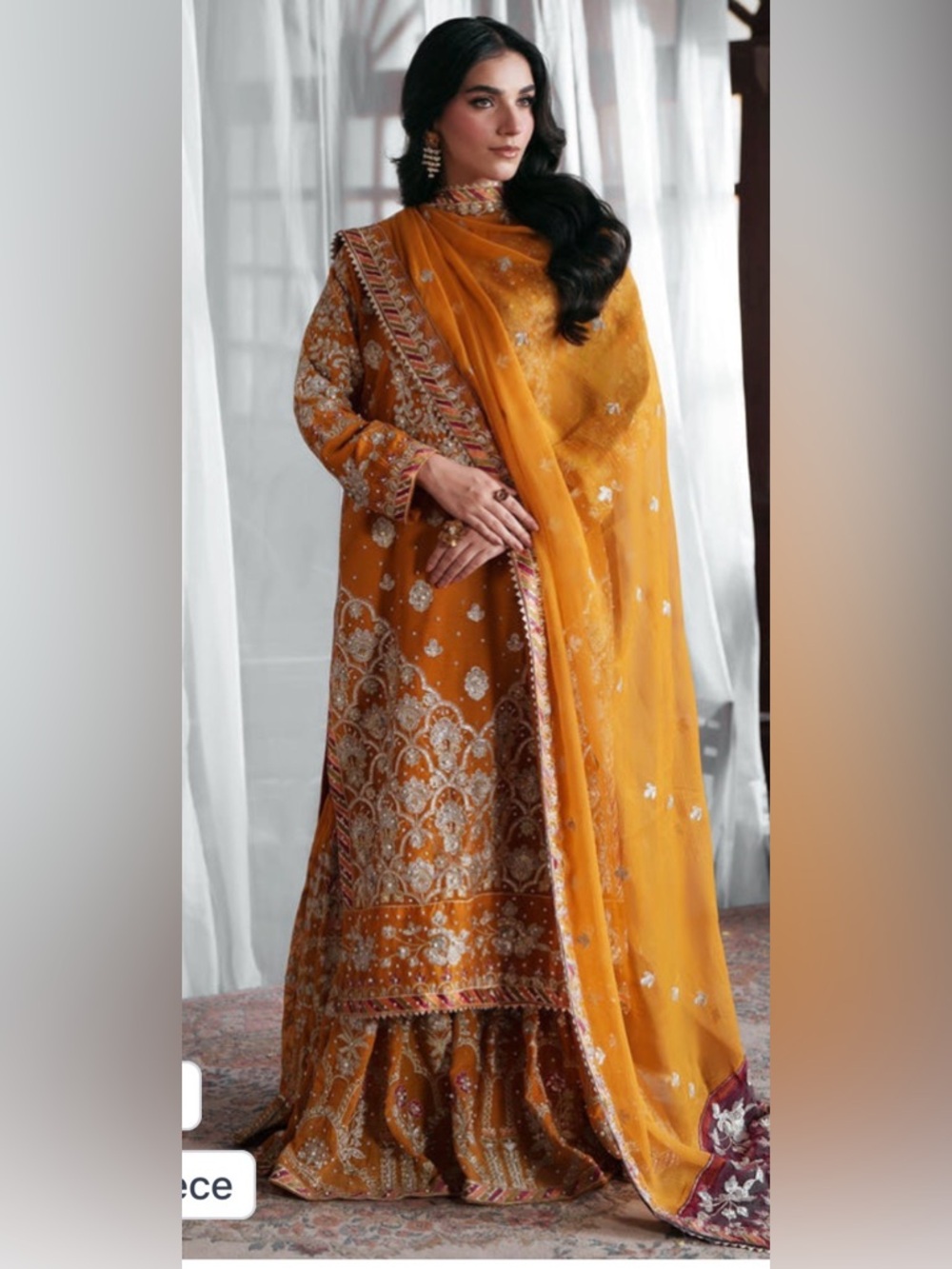 Elegant Mustard Women’s Embroidered garara Dress with Dupatta - Picture 1 of 4